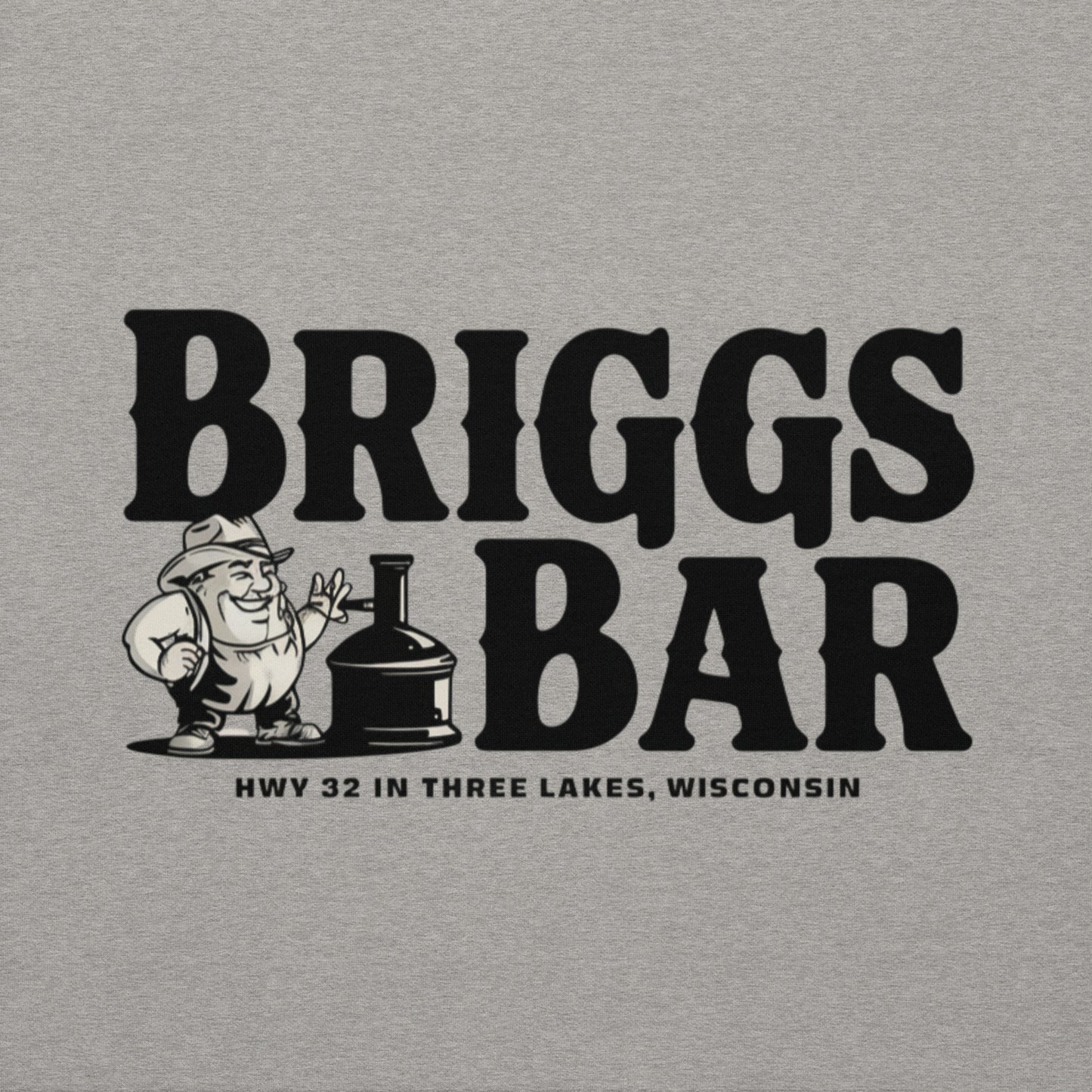Briggs Bar Three Lakes Wisconsin Hoodie - Grey