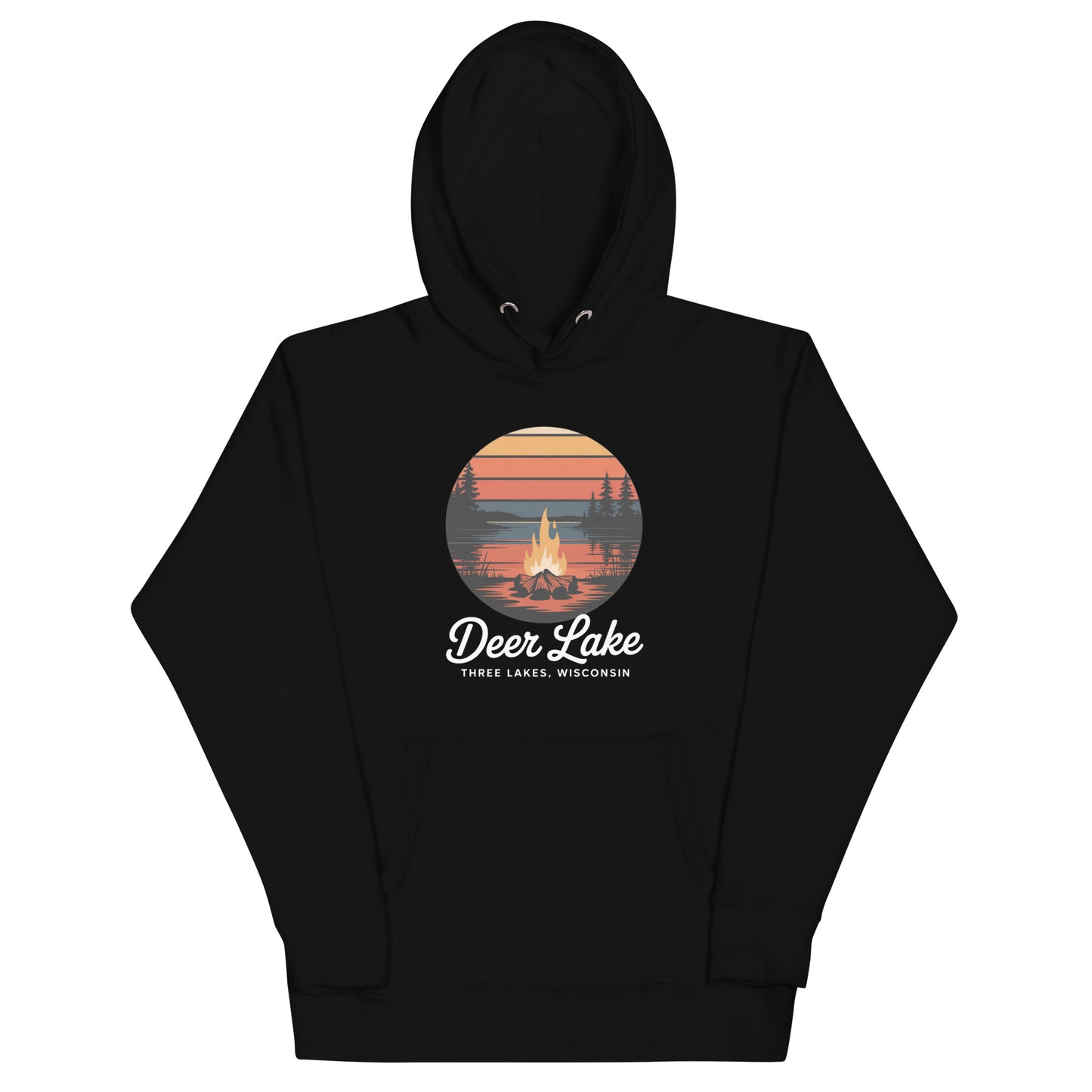 Deer Lakes Three Lakes Wisconsin Campfire Hoodie