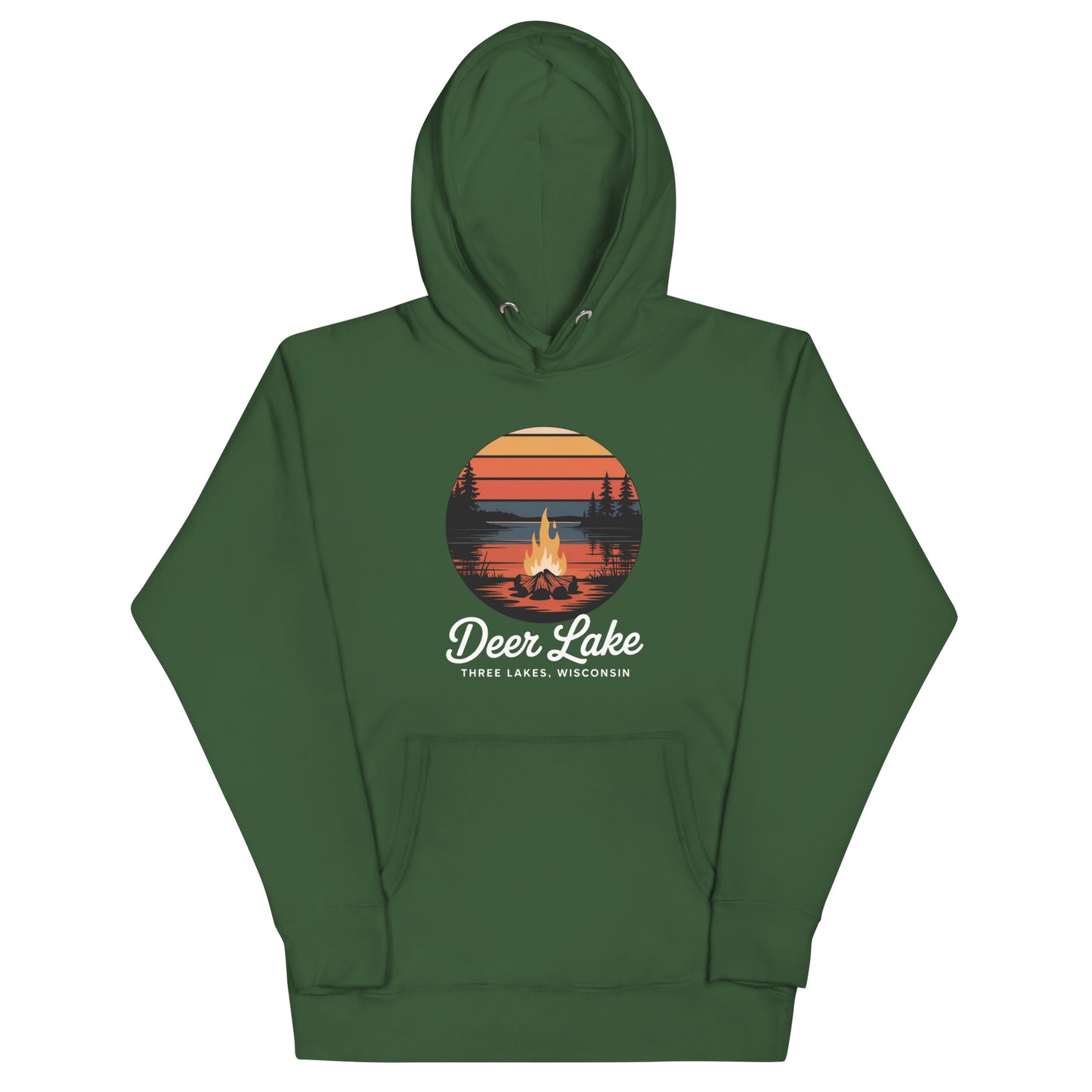 Deer Lakes Three Lakes Wisconsin Campfire Hoodie