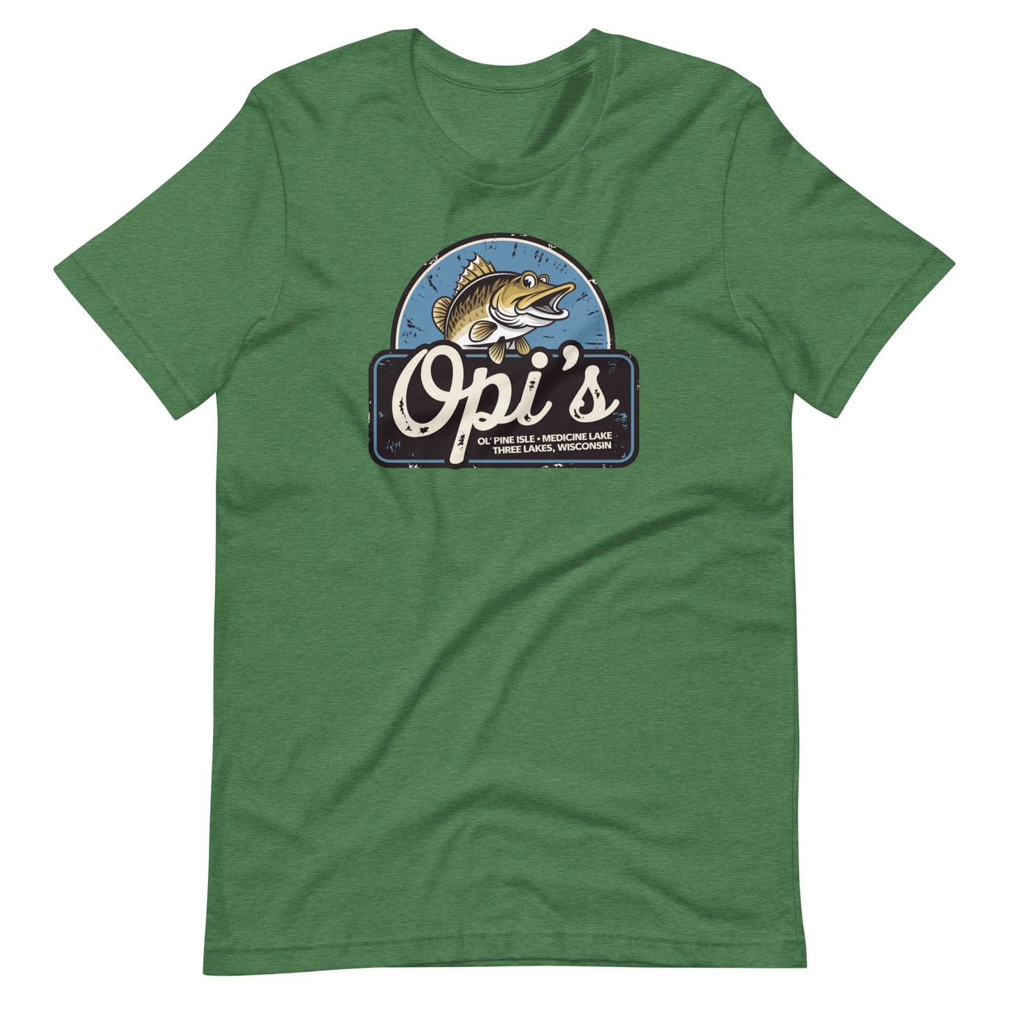 Opi's Ol' Pine Isle Three Lakes Wisconsin Fish Logo Tee