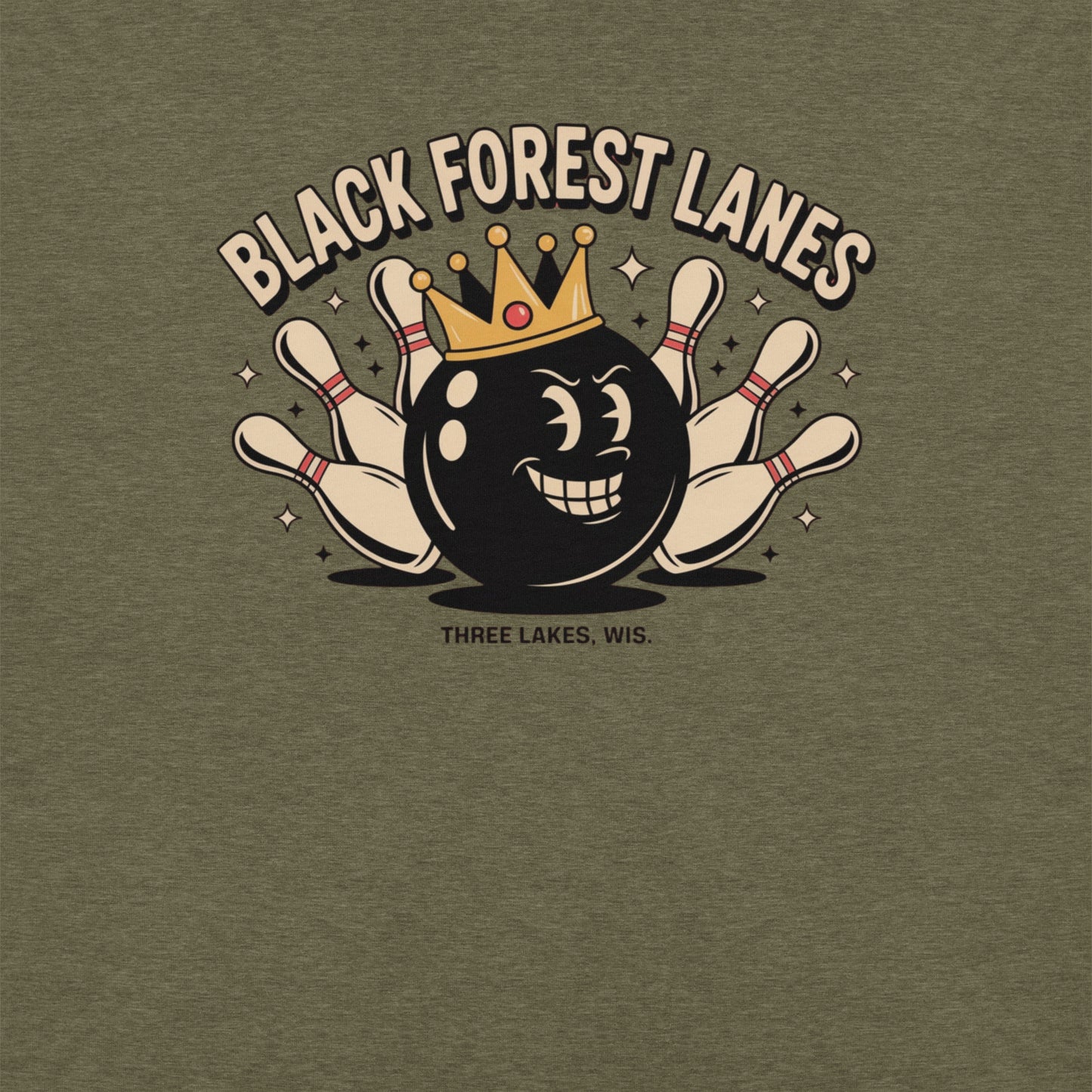 Black Forest Lanes Bowling Alley Three Lakes Wisconsin Vintage Tee Green