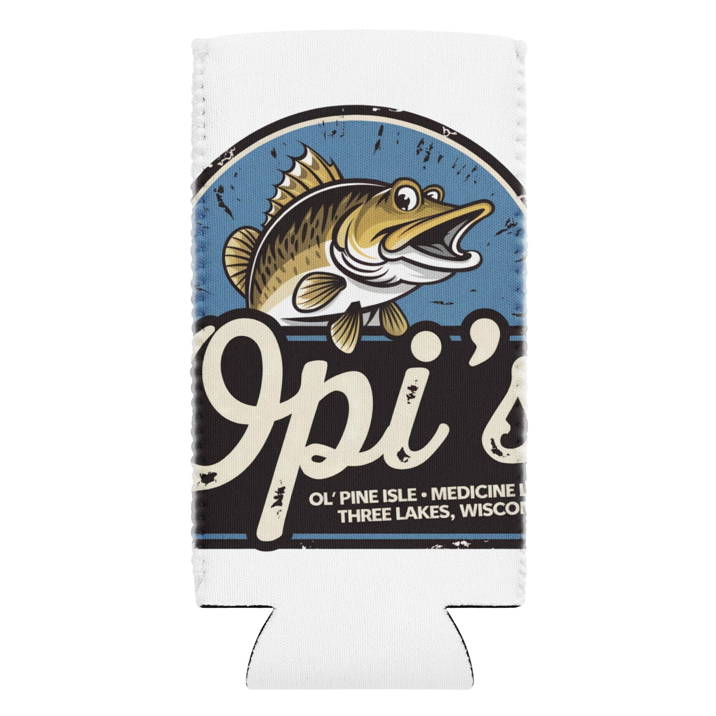 Opi's FIsh Logo Can Cooler Three Lakes WIsconsin