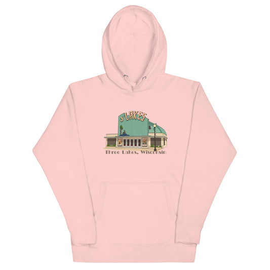 Three Lakes Theater Three Lakes Wisconsin Hoodie - Pink