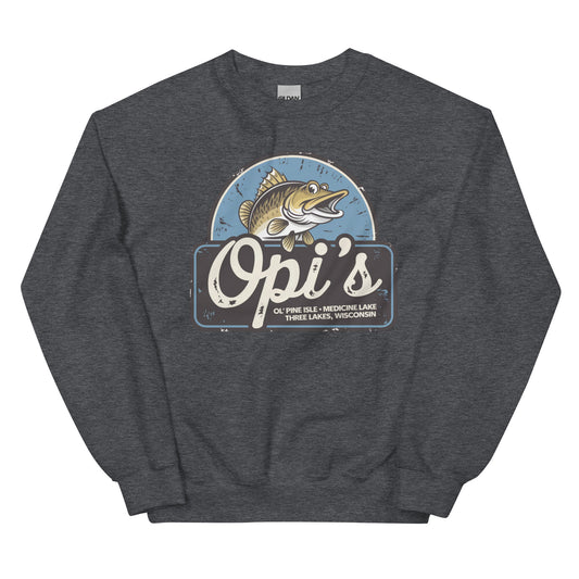 Opi's Fish Logo Crewneck sweatshirt Three Lakes, Wisconsin