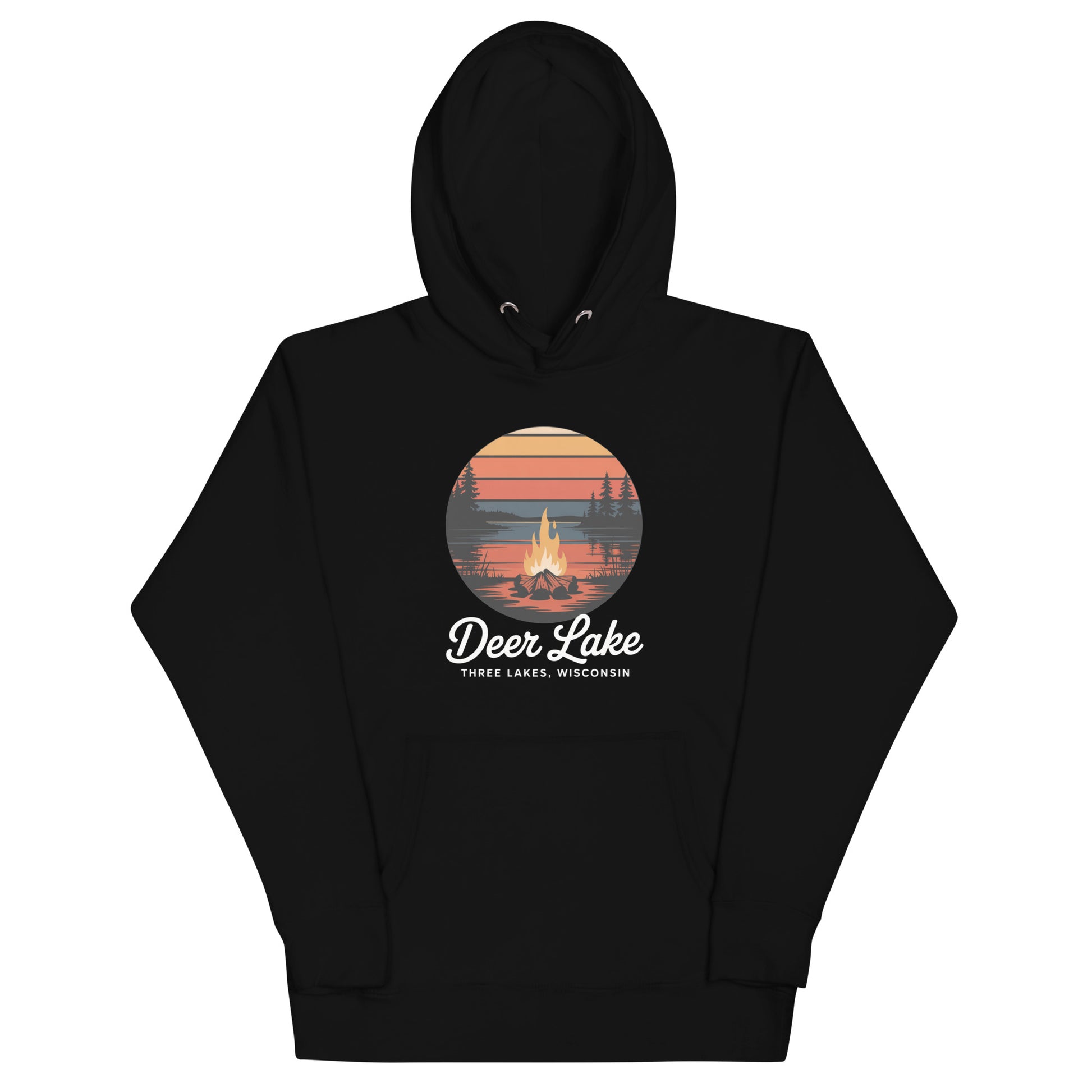Deer Lakes Three Lakes Wisconsin Campfire Hoodie