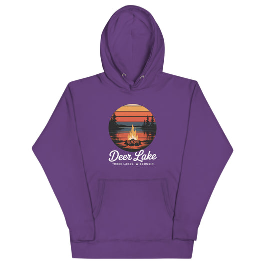 Deer Lakes Three Lakes Wisconsin Campfire Hoodie
