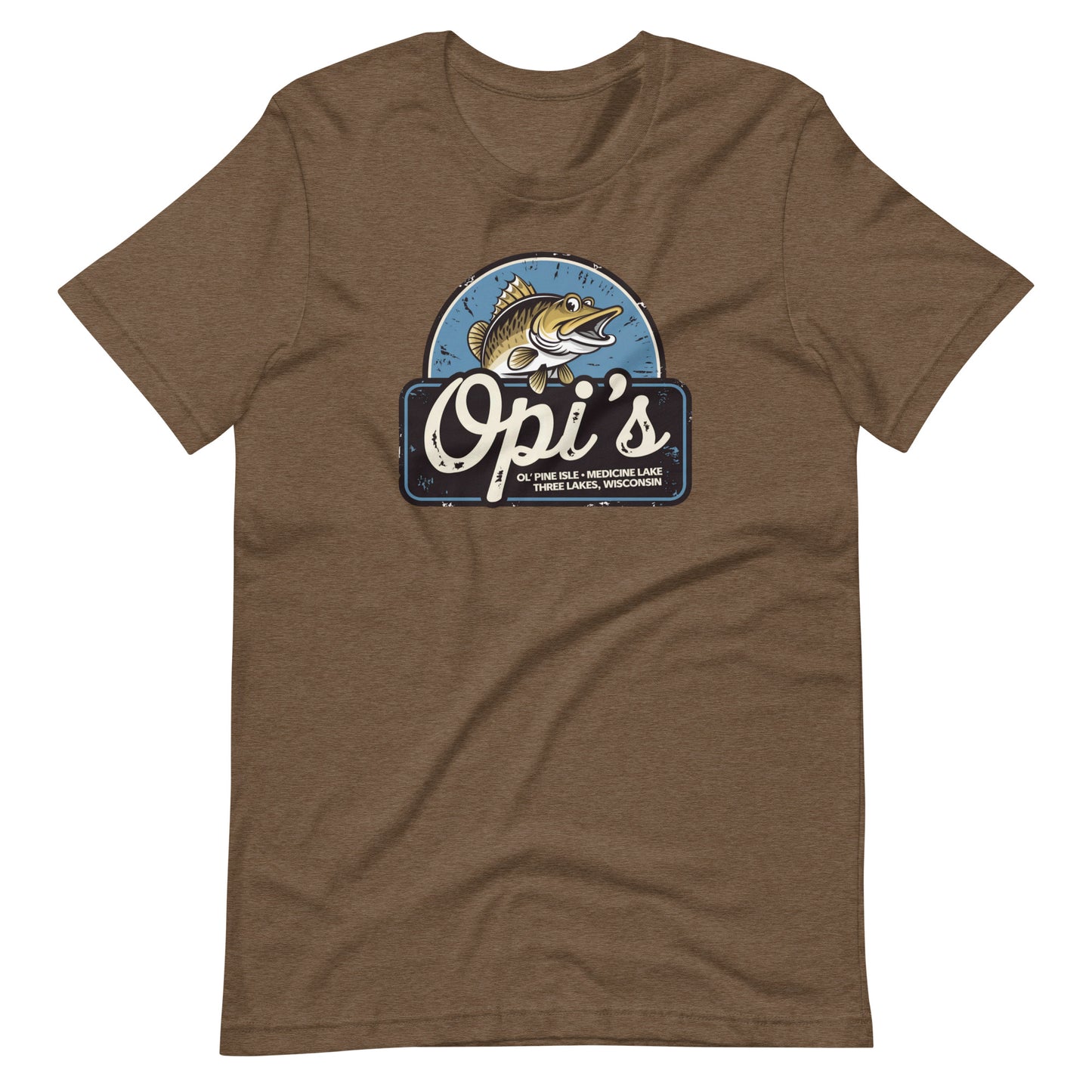 Opi's Ol' Pine Isle Three Lakes Wisconsin Fish Logo Tee