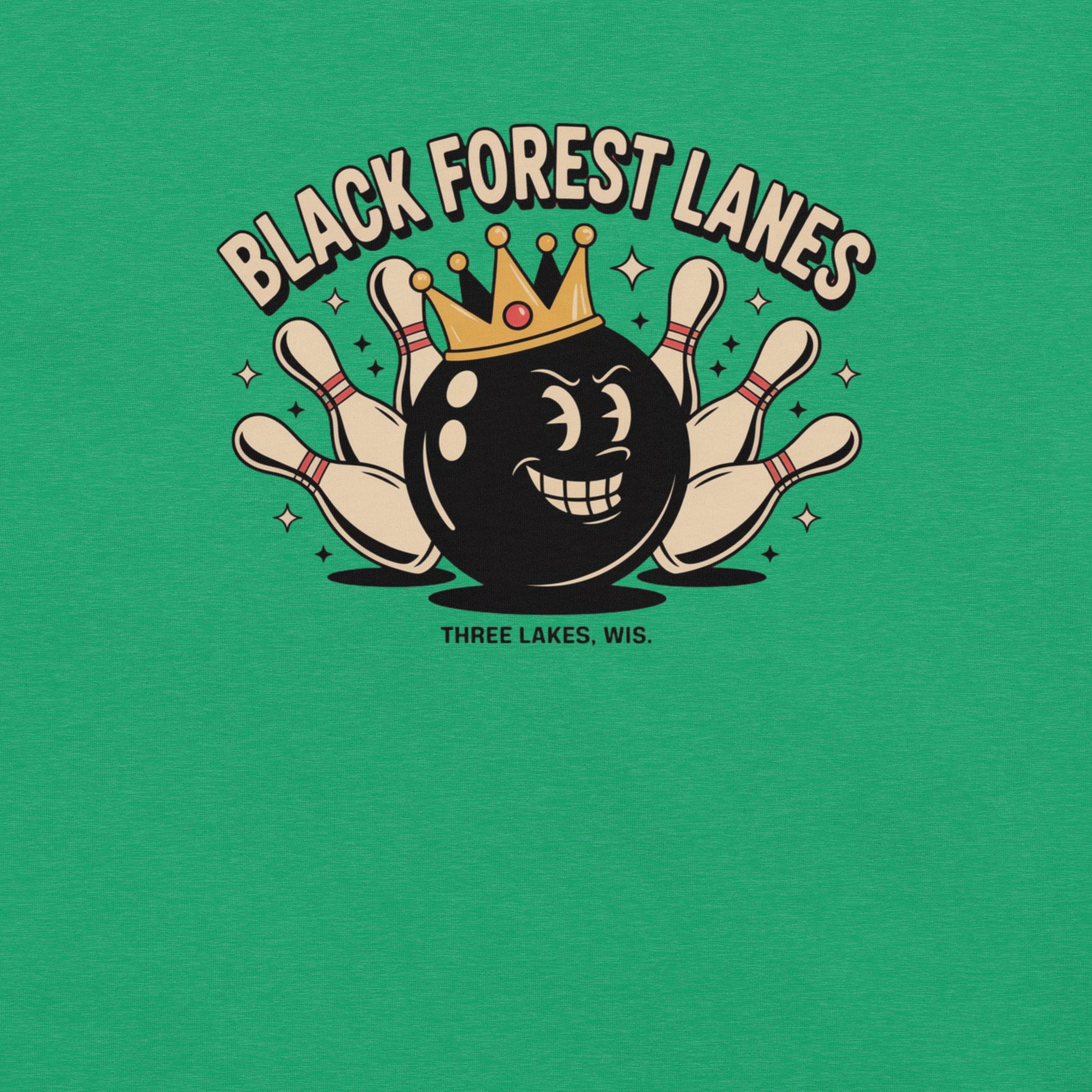 Black Forest Lanes Bowling Alley Three Lakes Wisconsin Vintage Tee Green