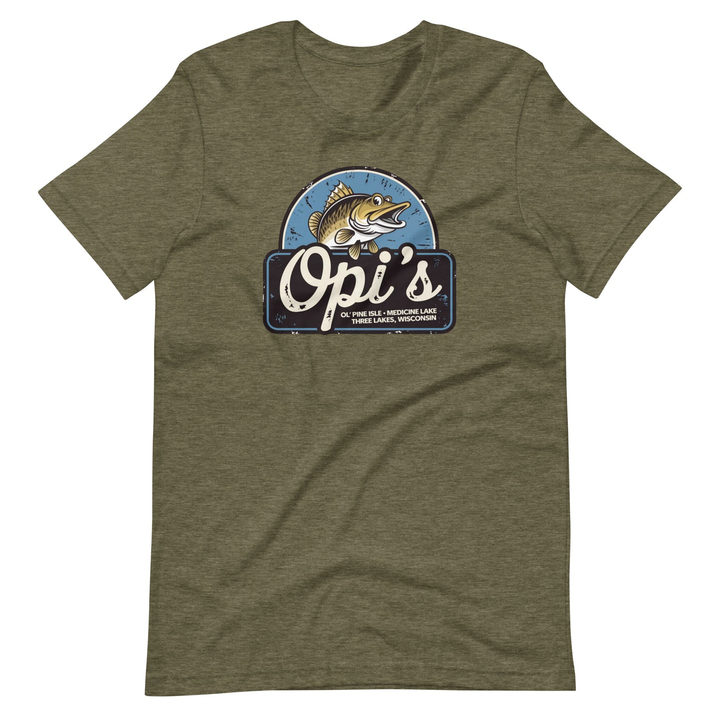 Opi's Ol' Pine Isle Three Lakes Wisconsin Fish Logo Tee