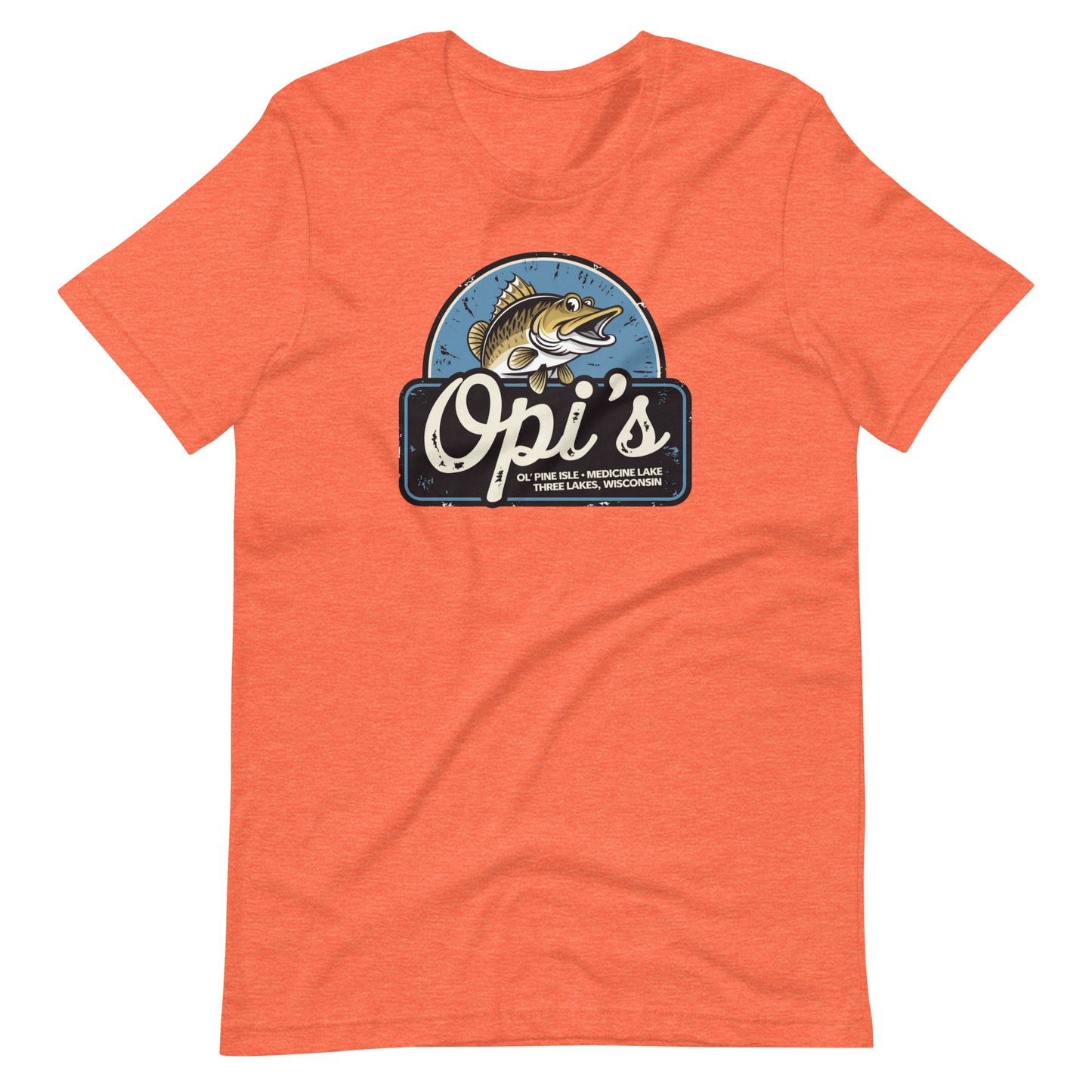 Opi's Ol' Pine Isle Three Lakes Wisconsin Fish Logo Tee