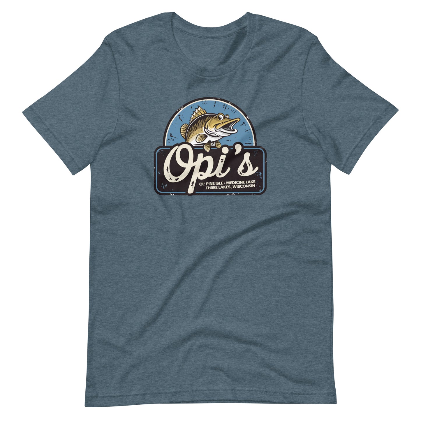 Opi's Ol' Pine Isle Three Lakes Wisconsin Fish Logo Tee