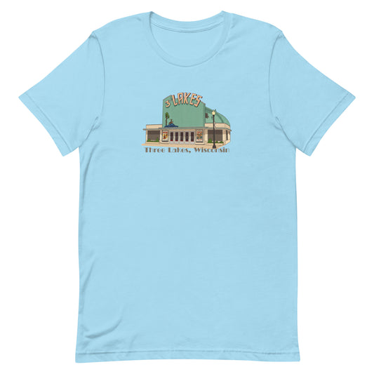 Three Lakes Theater - Three Lakes Wisconsin Tee - Ocean Blue